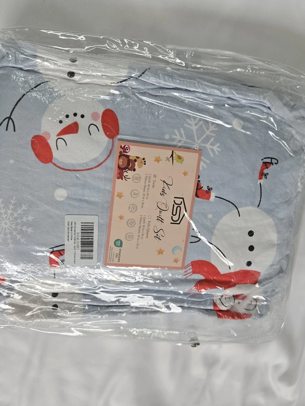 Christmas Snowman Holiday Twin Kids Quilt Set with Pillow Sham Brand New Sealed